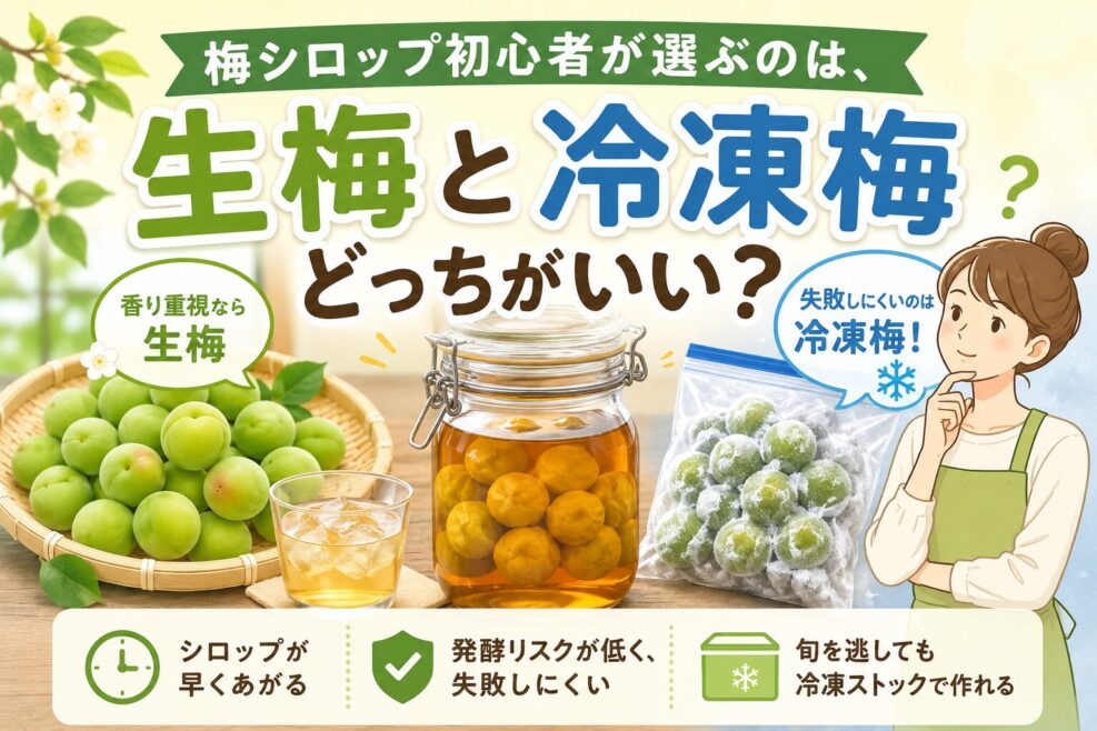 初心者の梅シロップは、生梅と冷凍梅どっち？